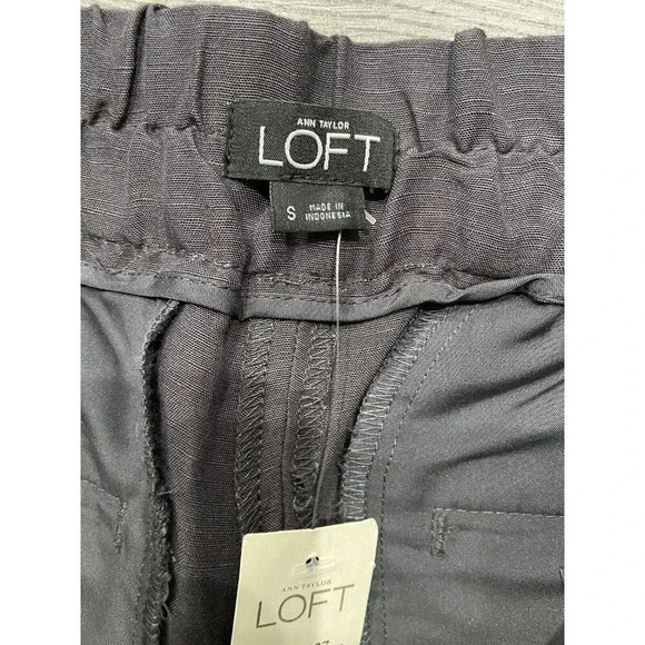 NWT LOFT Pants Pull On Wide Leg Linen Rayon Blend Gray Small S New - Picture 2 of 4